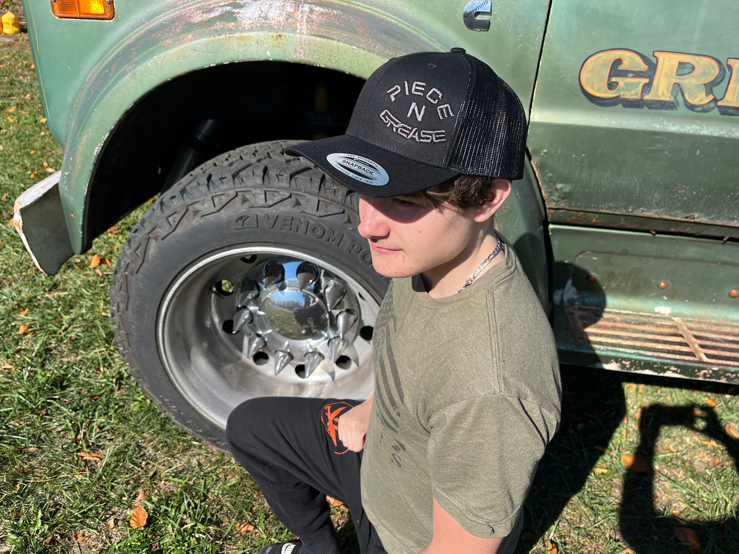 All Black with Gray stitching P&G hat