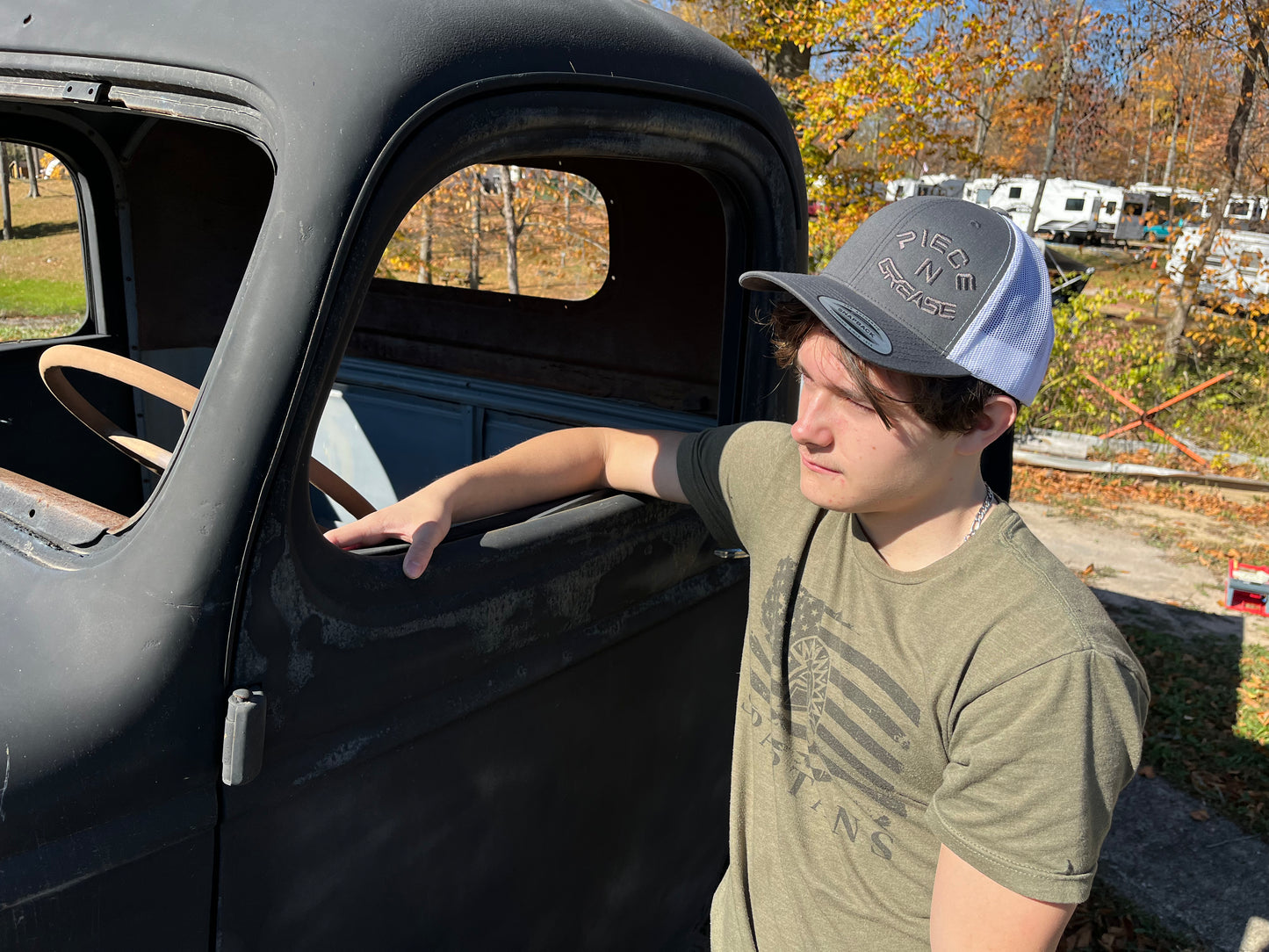 Gray & White w/Gray Stitching P&G hat